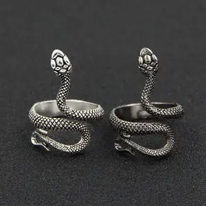 Fashion Retro Exaggerated Spirit Snake Ring Punk Adjustable Opening Snake-shaped Student Index Finger Ring Trend Jewelry