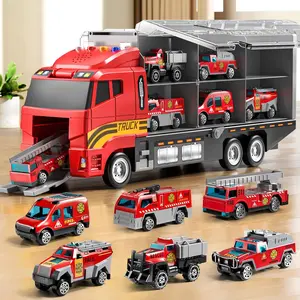 Tibibee Toddler Toys for 3 4 5 6+ Years Old Boys,Emergency Fire Rescue Vehicle Transport Car/Truck Toys Set,for Age 3-9 Toddlers Kids Boys & Girls