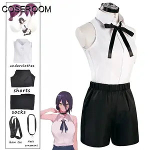 Chainsaw Reze Cosplay Costume Outfits Shirt Tie Short Wig Neck Ring Women Anime Uniform Halloween