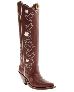 Besita Women's Boot The Honey Bird Embroidered Tall Western Snip Toe - Bb21-Wine