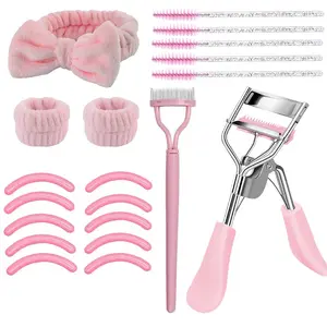 Beauty Tool Set Includes Eyelash Curler, Replacement Silicone Pad, Brow Razor, Eyelash Brush, Hairband & Wrist Strap-Beauty Accessories for Makeup, Skincare & Daily Use