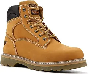 TEXAS STEER Men's Work Boots 6" Leather Soft Toe Nubuck, Rubber Sole, Goodyear Welt - 00094…