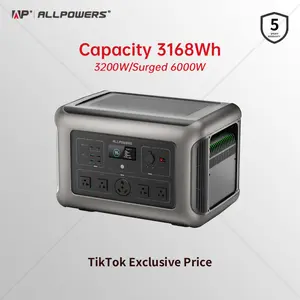 ALLPOWERS R3500 Portable Power Station 3168Wh,Fully Charged in 1 Hour,LiFeP04 Battery,Suitable for Outdoor Camping,RV,Home Backup Power Station Solar Generator