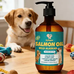 Aylinpaw Dog & Cat Salmon Oil Omega-3 (EPA & DHA) - Healthy Skin, Shiny Coat & Itch Relief | Wild Alaskan Formula Supplements Natural