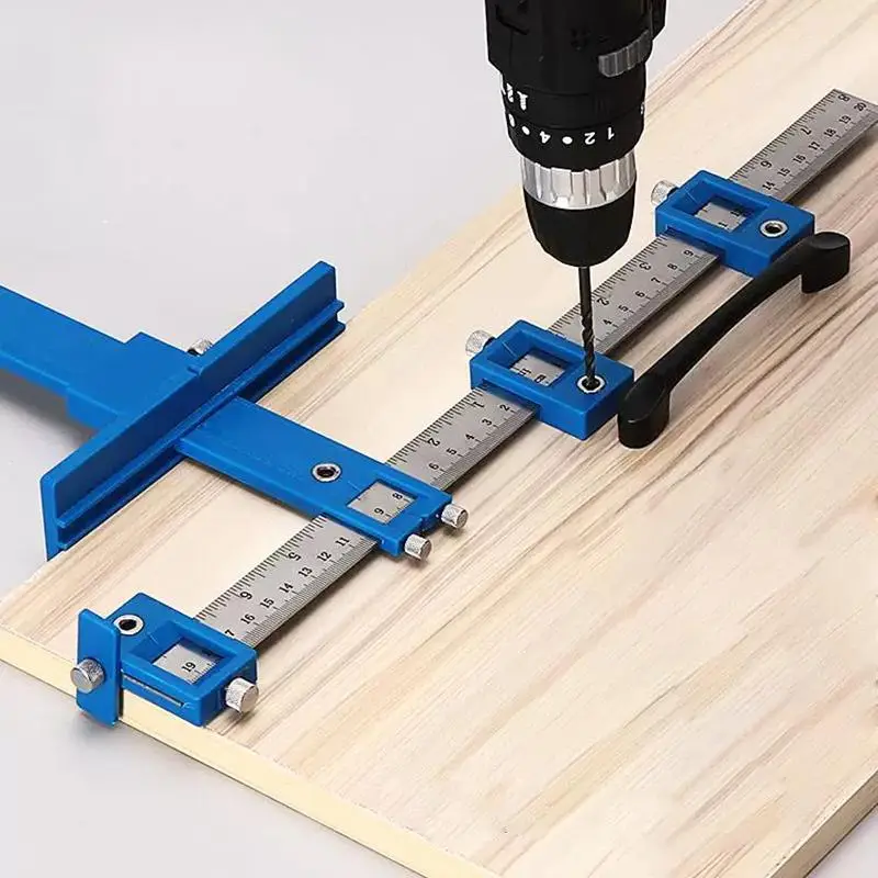 Woodworking Punch Locator Drill Guide, Cabinet Handle Knob Template Locator, Adjustable Hand Measuring Tool for Woodworking, Tools and Gadgets, Adjust