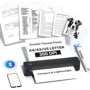 Portable Printer  for Travel, Thermal Inkless Small  Mobile Printer, Support 8.5" X 11"  Letter, A4, Compatible with Phone, Laptop for Office, ,  Use, 300 DPI, Black