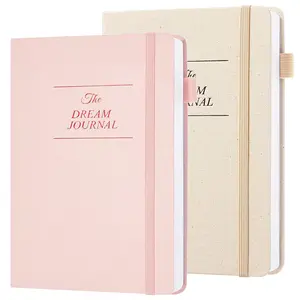 JUBTIC Dream Journal – Hardcover Dream Notebook, Guided Dream Diary to Record and Track Your Dreams, Interpretations and Thoughts before Sleeping,  2 in 1 package (Pink*Beige)
