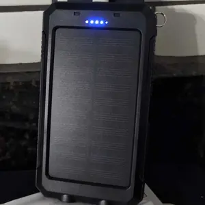 Portable Solar Power Bank, Portable Solar Mobile Phone Charger, Camping External Battery Charger for Mobile Phones, 2 USB/ LED Flashlights with Compass for Outdoor Activities 10000mAh Great Gift for Outdoor Enthusiasts