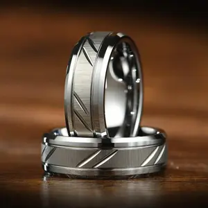 Classic Wave Pattern Couple Rings For Men Women High Quality Chevron Cut Stainless Steel Ring Engagement Wedding Rings Jewelry
