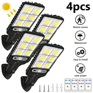 TikTok Viral Solar Lights Outdoor 9000 Lumens, 4 Pack Motion Sensor Wall Lamp with Remote, As Seen On TikTok IP65 Waterproof for Yard Garden