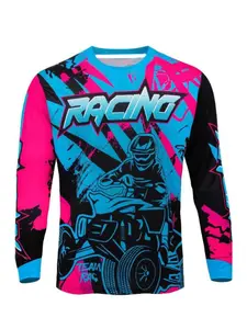 Men's Long Sleeve Motorcycle Jacket, Full Coverage Racing Print, Off-Road Moto T-Shirt, Non-Transparent Riding Sleeves, Outdoor Sports Gear, Athletic Workout Clothing