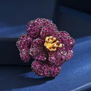 New luxury high-end women's brooch, exquisite and luxurious purple peony flower brooch