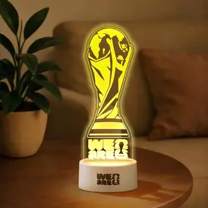 FIFA World Cup 2026 Official Edition LED Night Light, 26 World Cup Trophy Acrylic Night Lights, 7 Colors Change Decor Lamps for Room Decor, Fan Gatherings, Camping & Gift for Soccer Fans