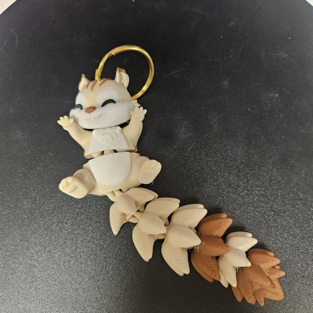 3D Printed Squirrel Keychain - 3D Printed, Animal-Inspired, Chain-Attached, Compact, Keychain-Shaped Fashion Accessory, 3D Printed Keychains, Animal-Inspired Keychains