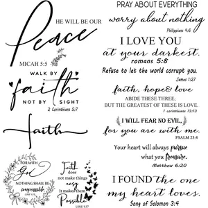 12 Styles Bible Verse Wall Decals Inspirational Decals Peel and Stick Vinyl Christian Stickers Prayer Wall Decor Butterfly Quotes Decor Art Sticker for Bedroom(Black)