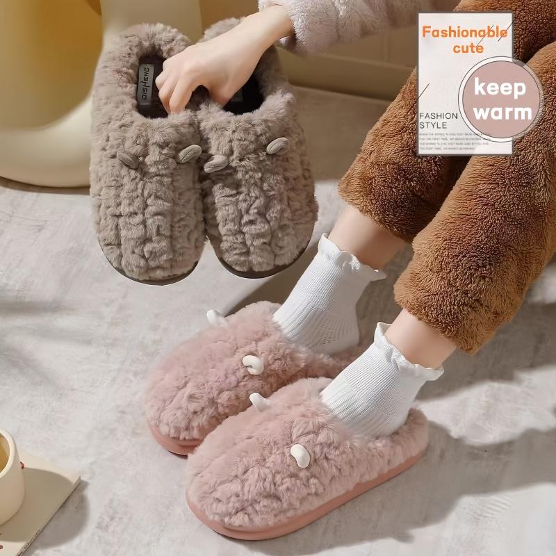 Cute Animal Ear Fuzzy Slippers - Super Warm Cozy House Slippers for Winter winter warm fleece