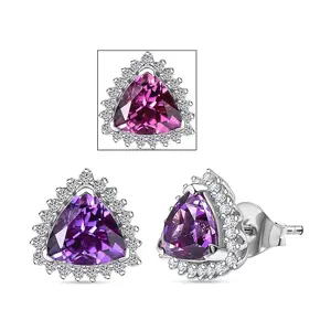 Certified & Appraised Luxuriant 10K White Gold AAA Lab Grown Purple Sapphire and E-F VS Lab Grown Diamond 3.51 ctw Earrings Christmas Gifts