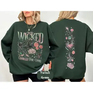 (Sale Off Up To 50%) Retro Wicked Together We’re Unlimited Sweatshirt, Defy Gravity Broomstick Magic Wand Sweater, Wicked The Musical, Wizard Movie Fan Sweater, Full Color, For Men, For Women, Casual, Classic Fashion, Tee Print, Sweatshirt, Hoodie