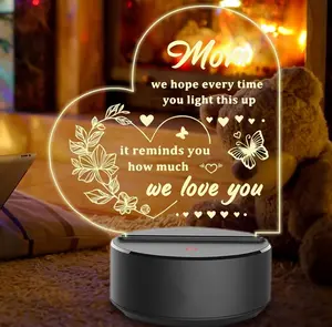 Gifts To My Mom, Mothers Day Gifts for Mom Acrylic Night Lamp Birthday Gifts from Daughter Son Thank You Gifts for Mom Night Light Lamps Table Decor