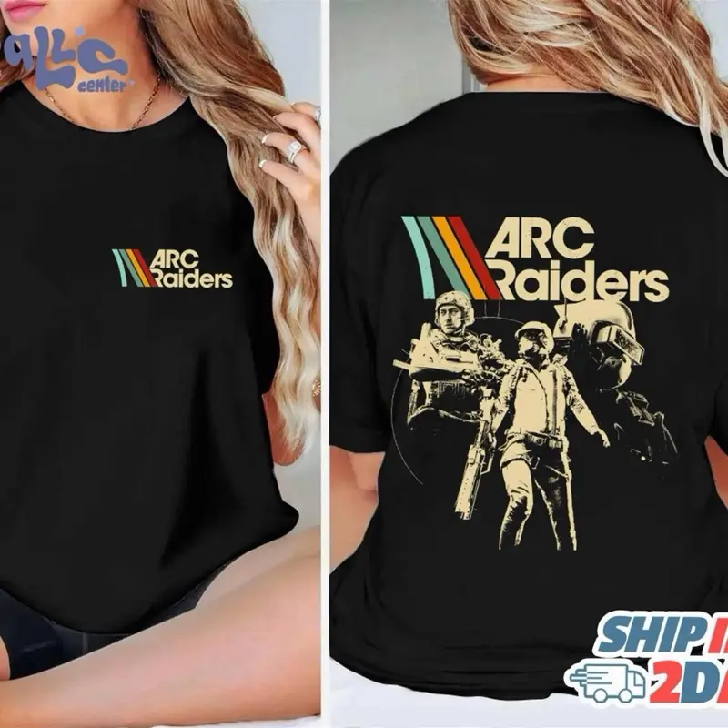 Arc Raiders Tshirt - Black Graphic Tee with Iconic Raider Design for Casual Wear