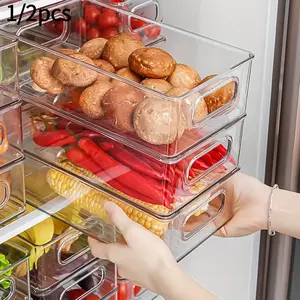 Pull-Out Fridge Drawer Organizer | 10 Inch Clear Plastic Food Storage Bins | Space-Saving Storage Containers for Fridge, Freezer, Cabinet & Pantry | Multifunctional Home Organizer for Kitchen & Bathroom