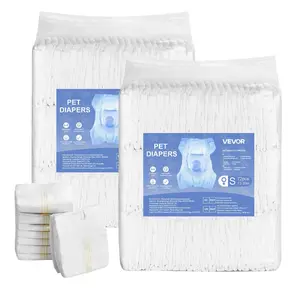 VEVOR Disposable Male Dog Diapers, Super Absorbent Male Dog Wraps, 360 Leak - Proof Belly Bands with Wetness Indicator for Doggies in Heat, Training, Incontinence - S, 96 Count (2 Packs of 48)VEVOR Super Brand Day