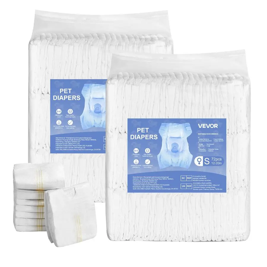 【DealsForYouDays】VEVOR Disposable Male Dog Diapers, Super Absorbent Male Dog Wraps, 360 Leak - Proof Belly Bands with Wetness Indicator for Doggies in Heat, Training, Incontinence - S, 96 Count (2 Packs of 48)VEVOR Super Brand Day