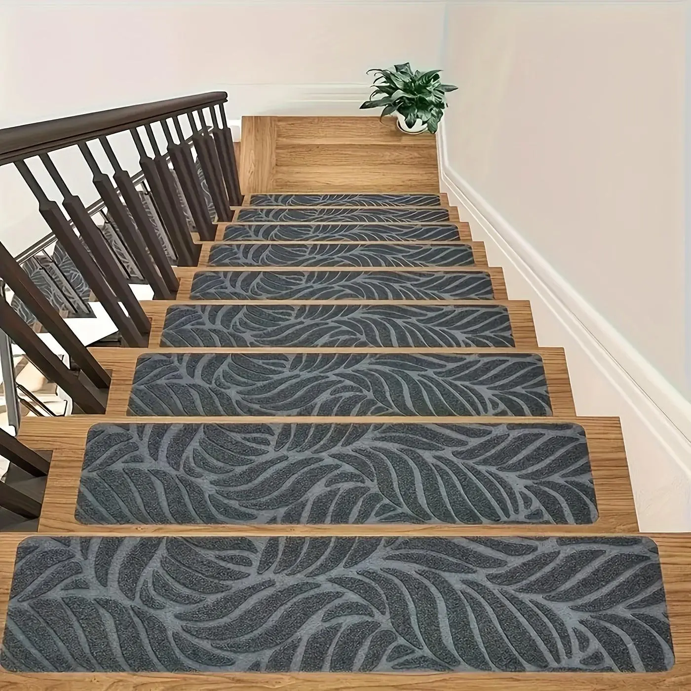 15pcs Non-Slip Floor Liners Stair Pads, Self-Adhesive Tape Indoor Stairs Runners for Indoor Wooden Steps, Washable Machine-Compatible Carpets