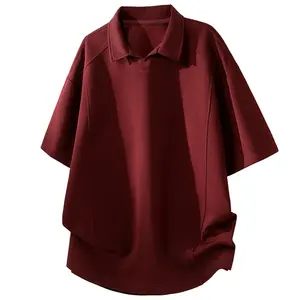 New American-style polo shirt with a standard shoulder structure, notched lapel, short sleeves, solid color; lightweight, quick-drying, skin-friendly, breathable men’s fashion loose fit from a trendy brand—ideal for everyday wear, outdoor travel, and casu