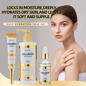 3-in-1 Complete Collagen Skincare Kit – Deeply Moisturizes, Plumps Skin & Locks in Long-Lasting Hydration，Hydrating Collagen Trio: Soothed Eyes, Hydrated Face & Silky Smooth Body，Collagen Skincare for Women Including Serum, Eye Cream and Body Lotion