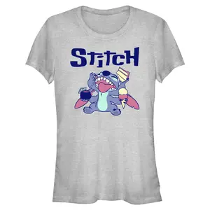Juniors Womens Lilo & Stitch Munchies Stitch T Shirt
