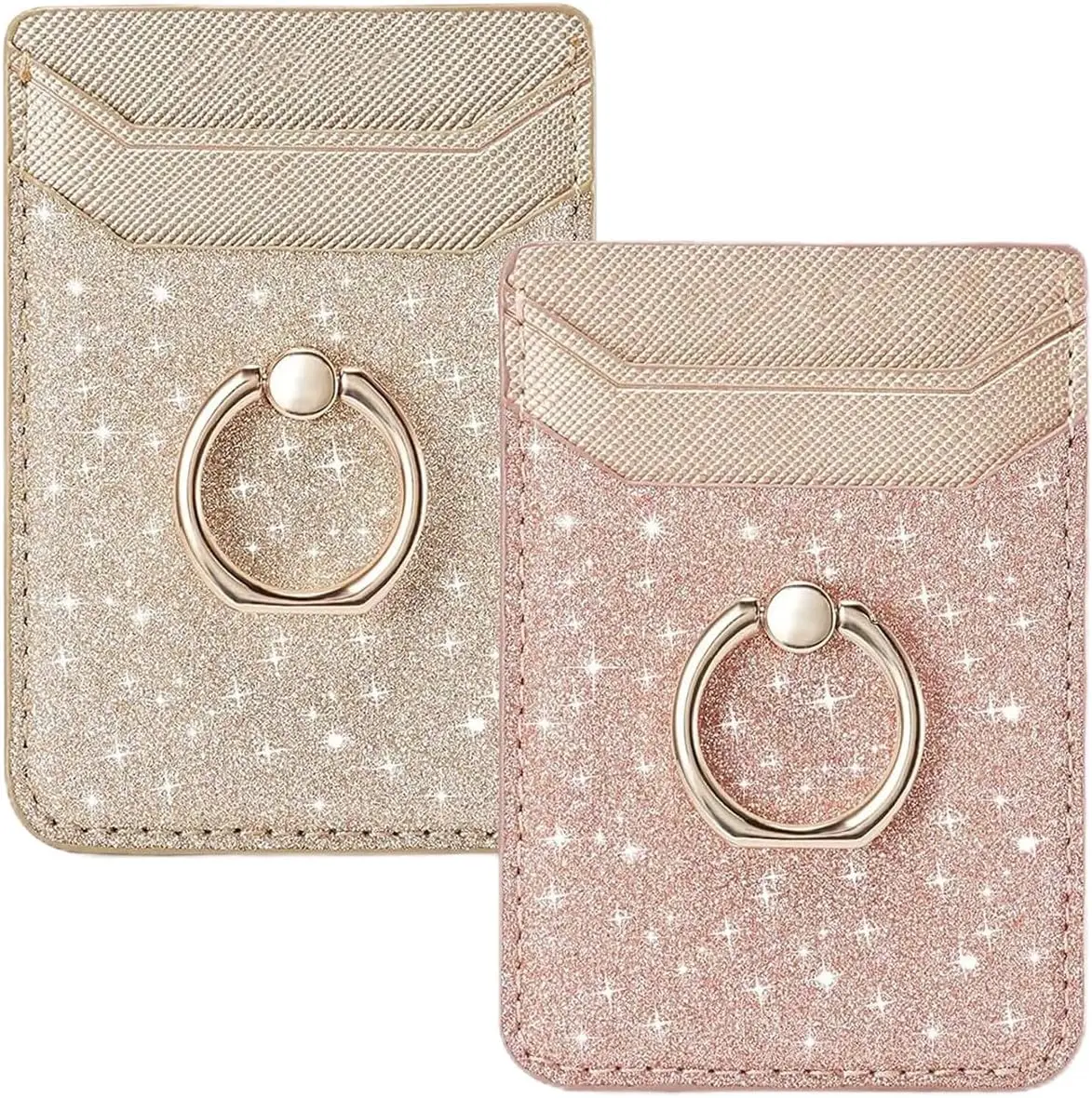 FID Blocking Leather Phone Card Holder – Adhesive Stick-On Wallet for iPhone, Samsung Galaxy, and Android Smartphones – Unisex Design