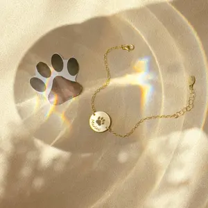 Personalized Pet Disc Anklet with Paw Print and Name