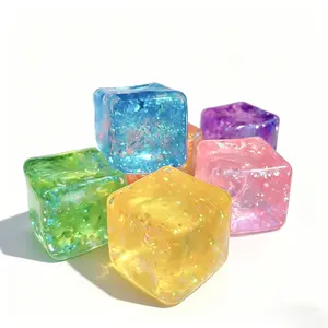 Children and Adult Stress Relief Toy Squishy Fun Transparent Cube with Shiny Sequins Relieve Stress Gift for Giving needoh super solid squish
