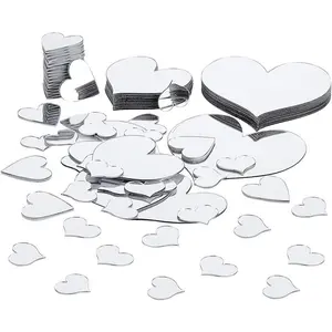 100 count Heart Shaped Mirrors 4 Sizes Adhesive Craft Mirror Tiles Love Heart Mirror Mosaic Tiles Small Mirror Crafts for Wedding Christmas Tree Vase Art Craft Home Wall DIY Craft Decor