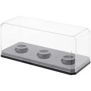 Pioneer Plastics Plastic 3 Golf Ball Display Case with Base (UV Resistant), 6.125" W x 2.625" D x 2.25" H