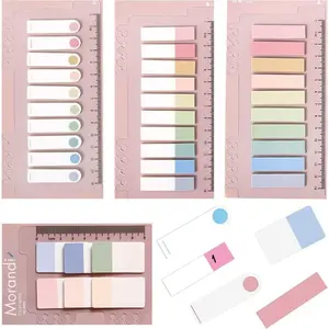 Index Tabs with Ruler, 4 Pack of 660 Pieces Sticky Tabs, Note Page Markers, Writable and Repositionable File Flags, Morandi Pages Markers for Reading, Book Labels for Classifying Files (Color A)