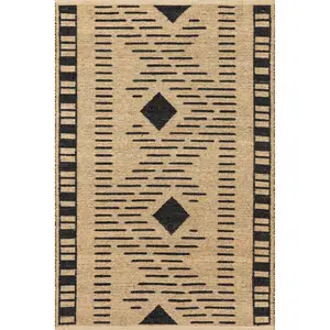 Ranae Tribal Zigzag Bordered Jute Area Rug