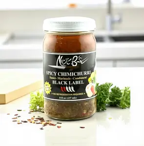 Nick B's Spicy Chimichurri Jar - Black Label Sauce Marinade Condiment with Fresh Parsley Garlic Extra Virgin Olive Oil Red Vinegar & Spices