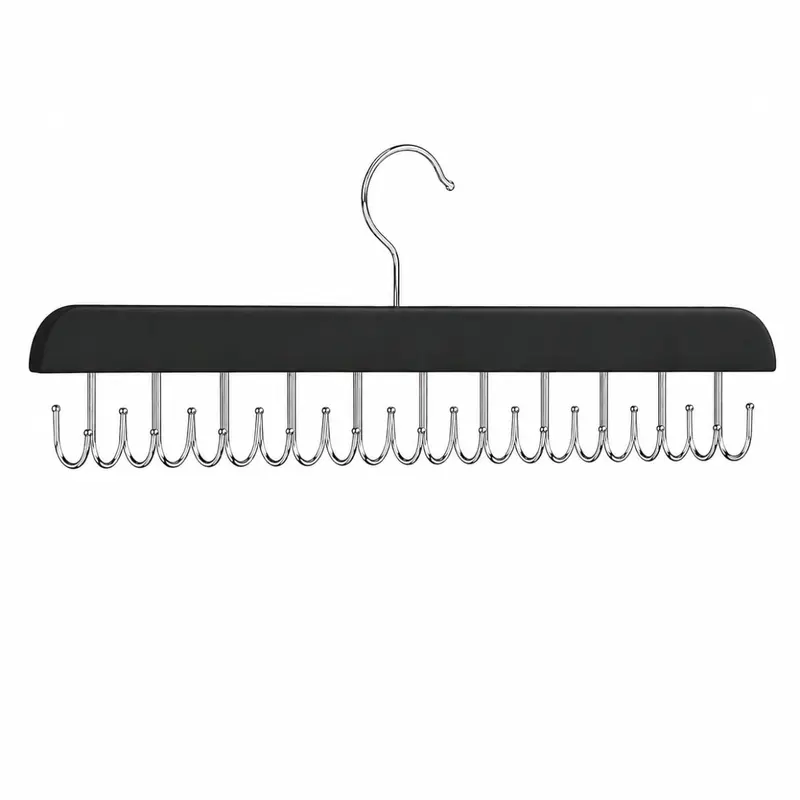 Bra Hanger for Closet, Tank Top Organizer 20 Hooks Capacity Foldable Wood Space Saving Hanger Closet Organizers and Storage for Dorm & Apartment for Tank Top, Hats, Scarf etc.