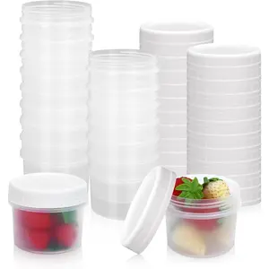 24 Pack 5 oz(160 ml)  Storage Jars with Screw ,  Small Refrigerated Jars, Small Plastic Freezer Storage  Containers for Cake Jam Ice Cream Sauce
