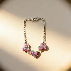 Handmade Hmong Miao Embroidered Silver Gourd Dangle Bracelet |     Authentic Ethnic Artisanal Jewelry