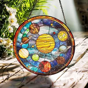 Solar System Stained Glass Suncatcher, Space Window Hanging, Handmade Sun Catcher, Planet Decor, Astronomy Gift, Galaxy Home Decor