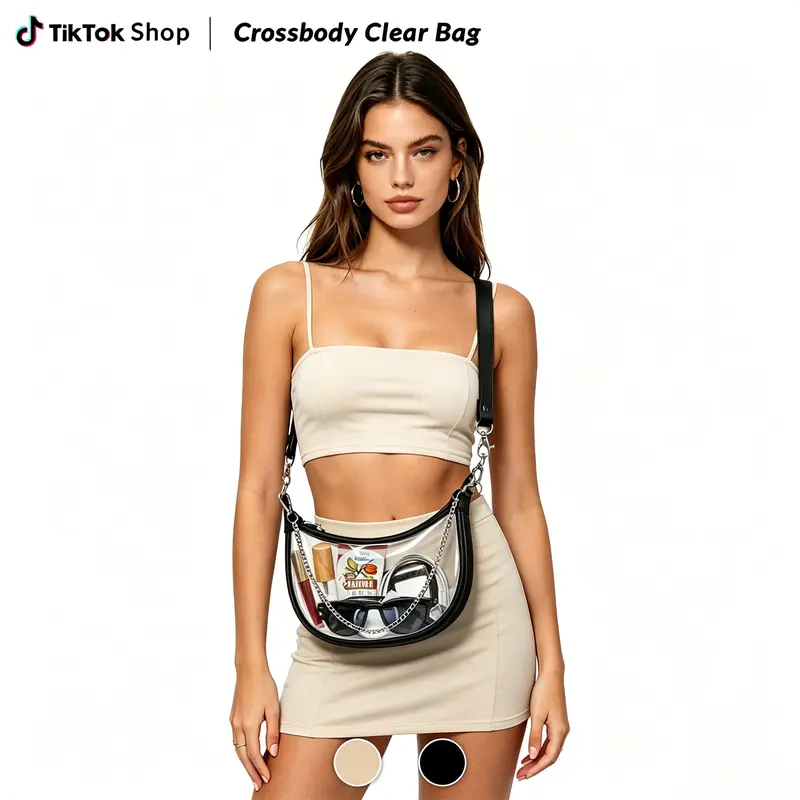 Runlight Women's Transparent Single-Strap Crossbody Fashion Bag - Sports Fan Gym Accessory, Made for Concerts, Games, Made For Concerts, Festivals, Games