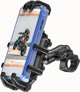 Motorcycle Phone Mount with Vibration Dampener & Secure Lock, [Size Adjustable] [Larger & Thicker Phones Friendly ] Handlebar Cellphone Holder for ATV Scooter for 5.7''-8.5'' Smartphone