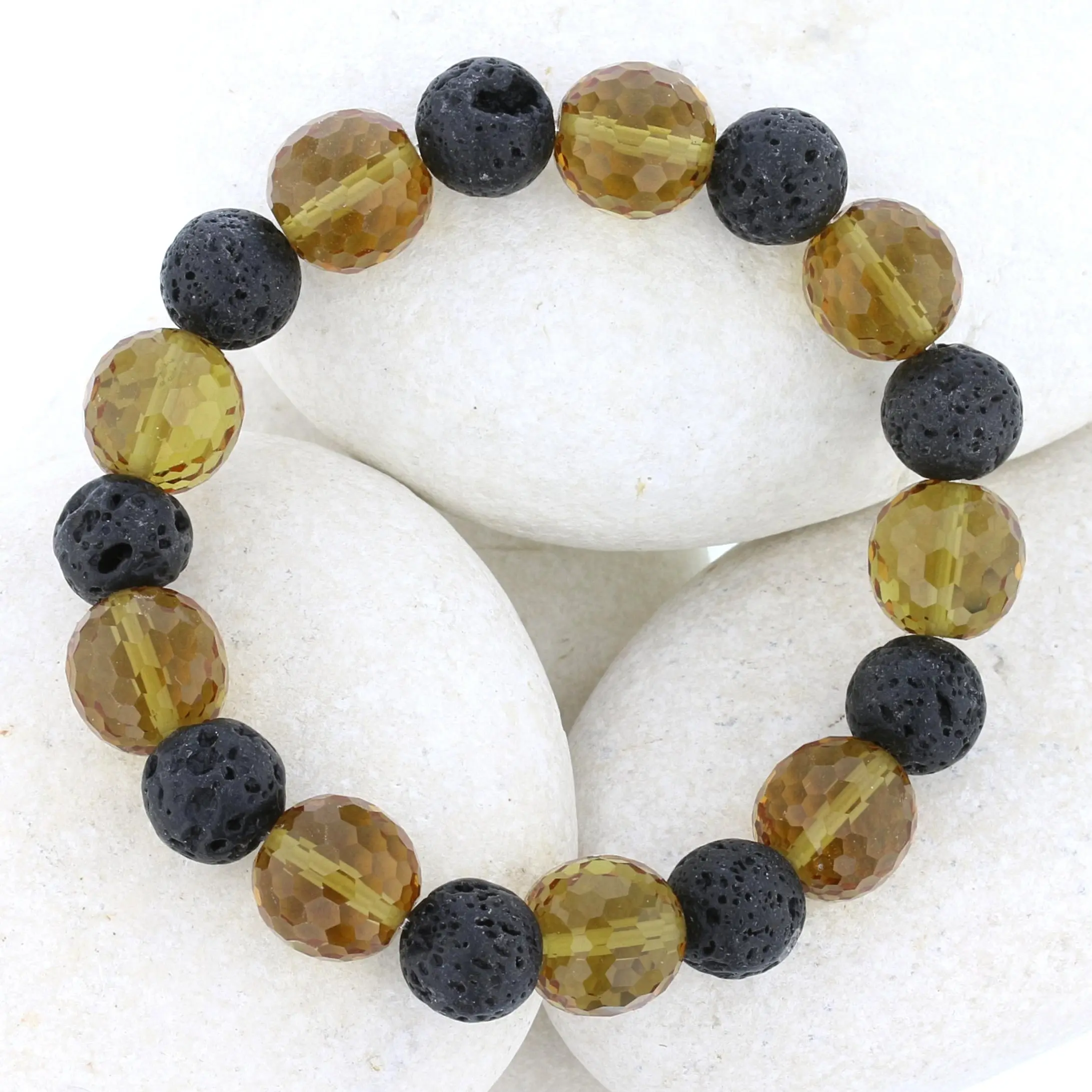VooDooStone and Lava stone Beaded Bracelet - Life Symbol