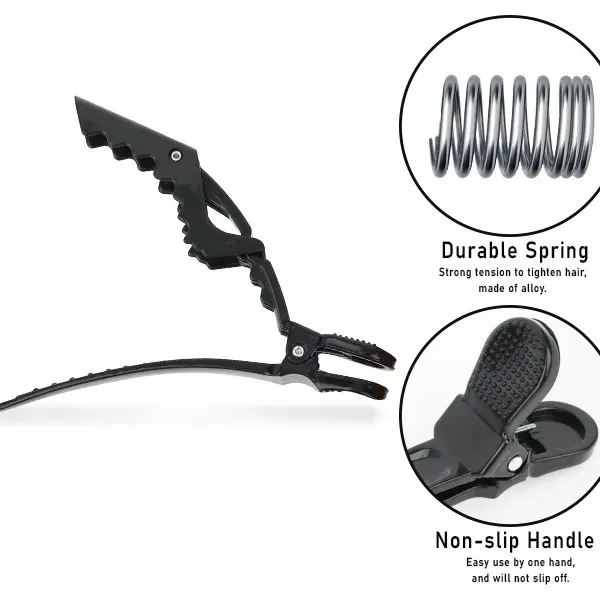 Vinisay Women's Black Basic Clip-in Claw Hairpin - PC Plastic, Strong Spring, Easy-to-Use, Everyday Fashion Hair Accessory for Human Hair Bundles with Free Gift