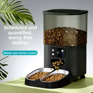 Pet Feeder,4L Automatic Cat Feeder with APP Control, Voice Recorder, Wi-Fi Enabled,Food Grade Stainless Steel Bowl,Pet Lock Safe Reliable,Dual Power Automatic Cat Feeder,