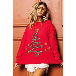Sequin Star Tinsel Christmas Sweater