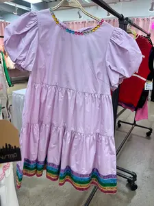 Crystal color stone babydoll dress